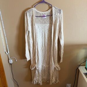 Justice Cream Open-Knit Cardigan